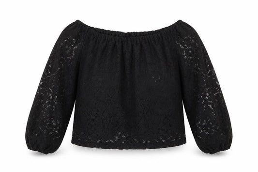 Hollister Womens Black  Lace Basic Blouse Size S
