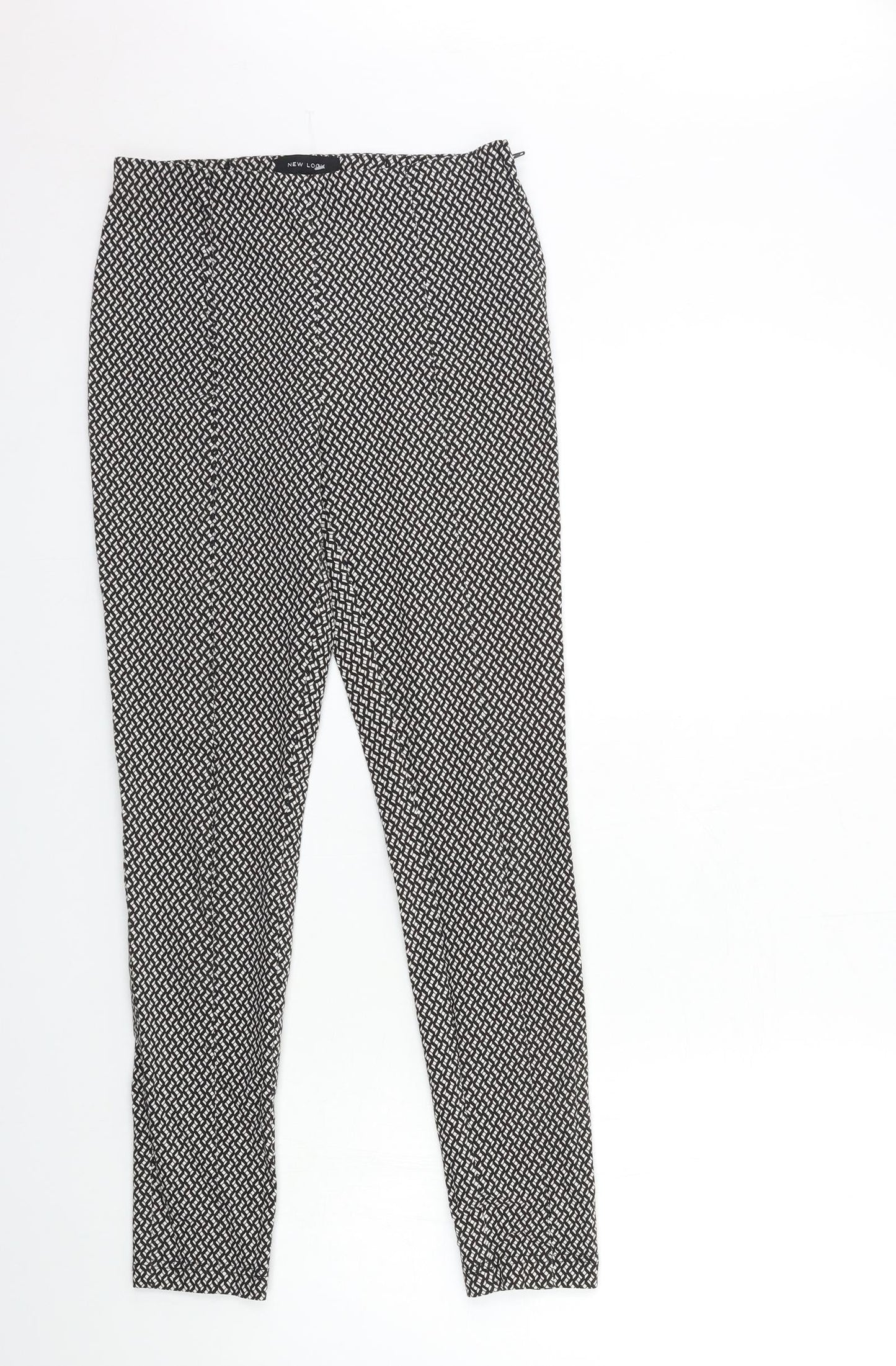 New Look Womens Black Geometric  Trousers  Size 8 L26 in