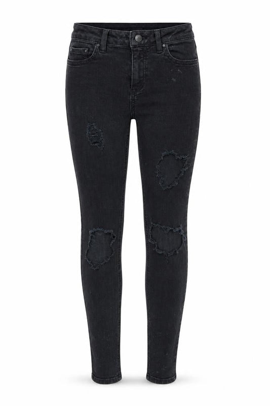 Front view of Denim & Co. women’s blue denim skinny jeans, size UK 8, 27-inch leg