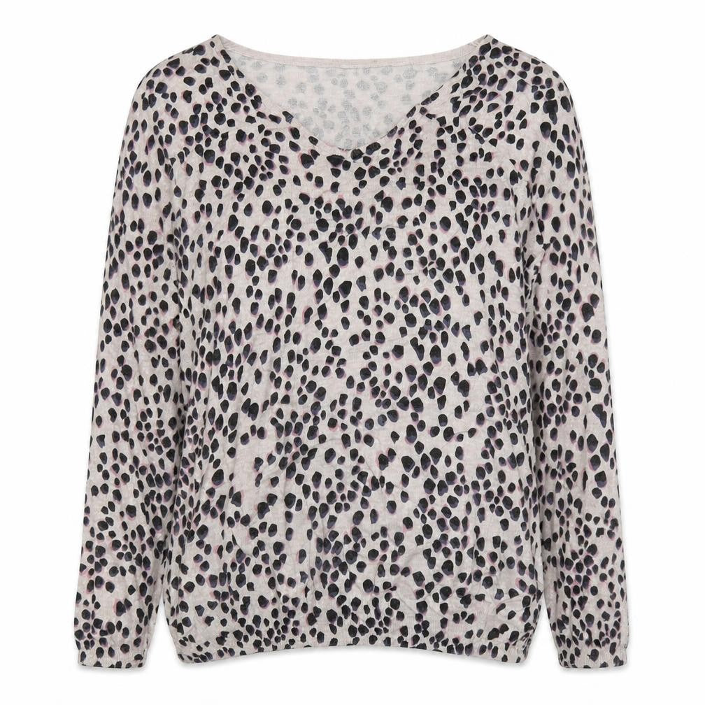 Saint Tropez Womens Brown Animal Print Knit Pullover Jumper Size XS