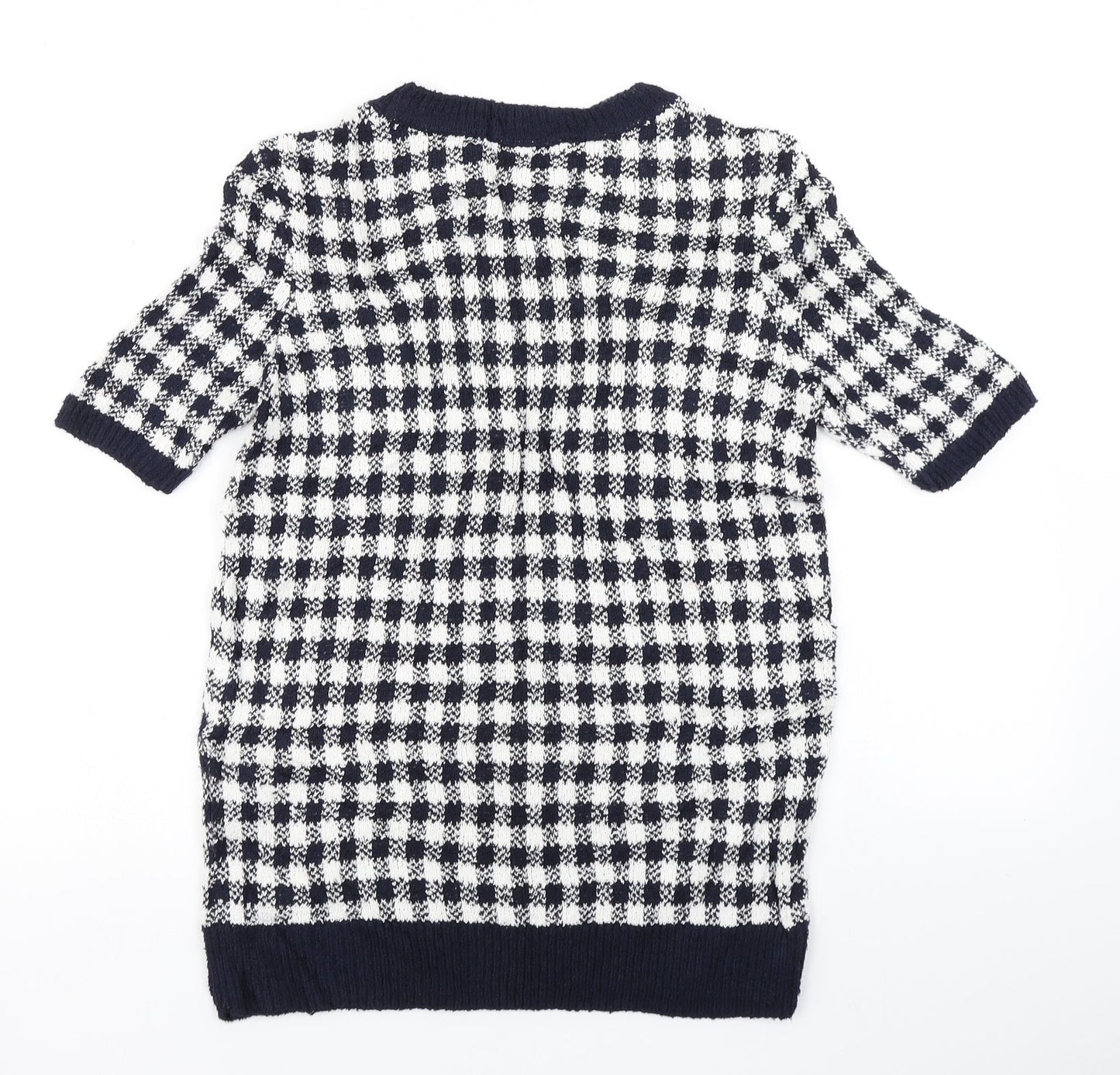 M&S collection Womens Blue Check Knit Pullover Jumper Size 10