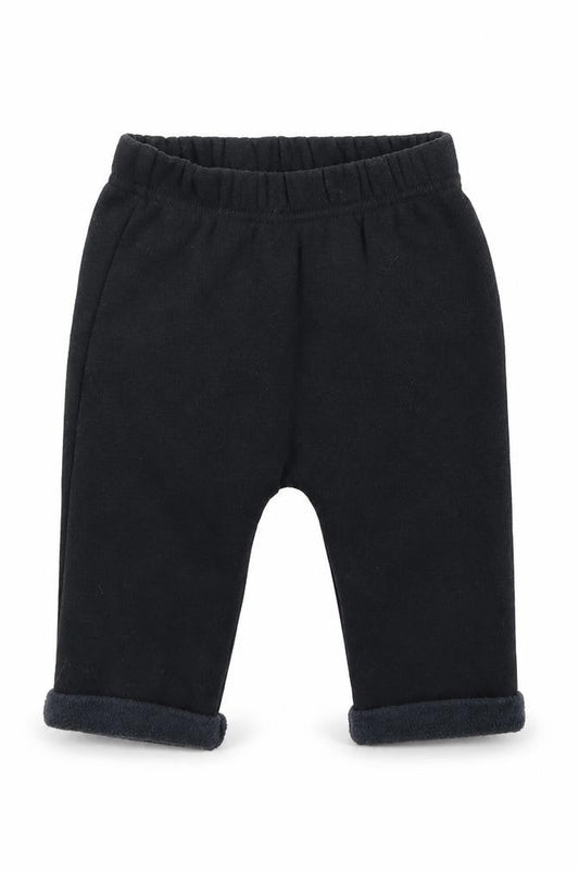 Front view of Nutmeg boys’ black jogger trousers, size 3-6, months - bear