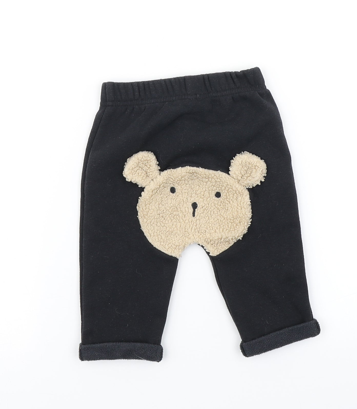 Nutmeg Boys Black   Jogger Trousers Size 3-6 Months  - Bear