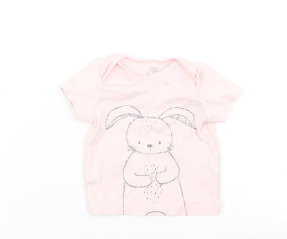 Additional front view of F&F girls’ pink basic t-shirt, size 6-9, months