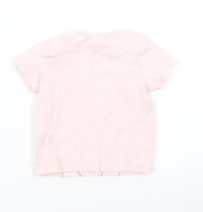 Back view of F&F girls’ pink basic t-shirt, size 6-9, months