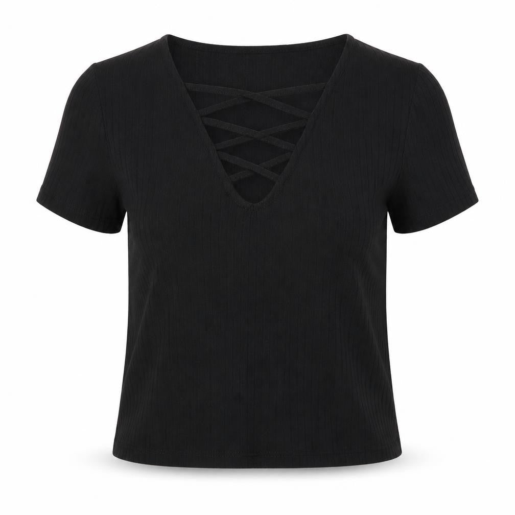 Miss Selfridge Womens Black   Cropped T-Shirt Size 6