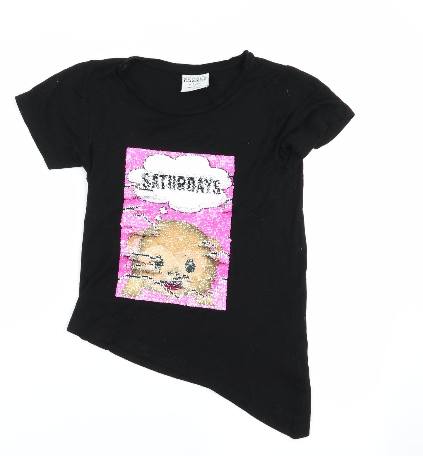 Primark Girls Black   Basic T-Shirt Size 7-8 Years