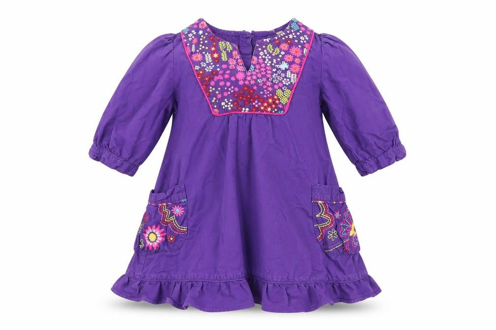 Butterfly Girls Purple Floral  Fit & Flare  Size 3 Years