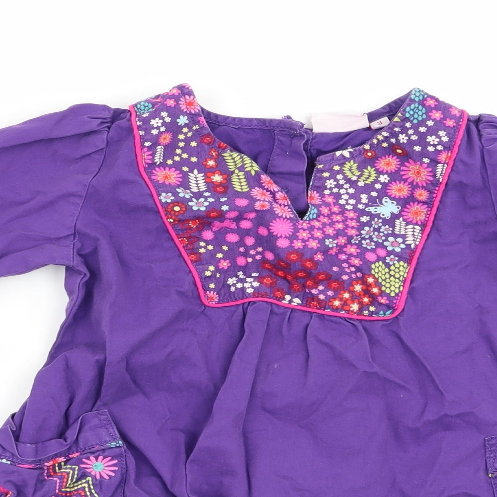 Butterfly Girls Purple Floral  Fit & Flare  Size 3 Years