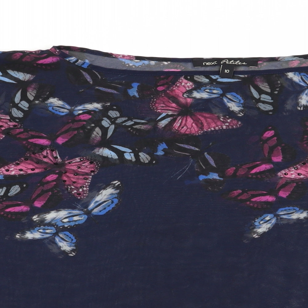 NEXT Womens Blue Floral  Basic Blouse Size 10