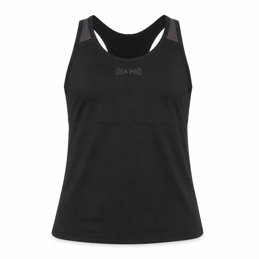 Front view of USA Pro girls’ black basic tank, size 13, years