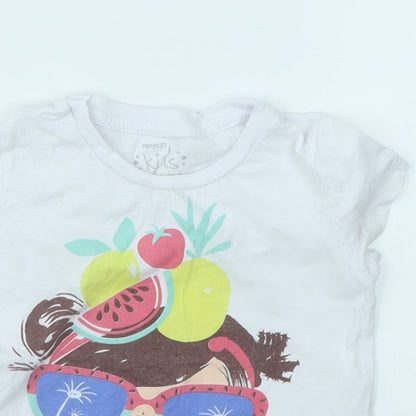 Close-up detail of Pep&Co girls’ multicoloured basic t-shirt, size 2-3, years