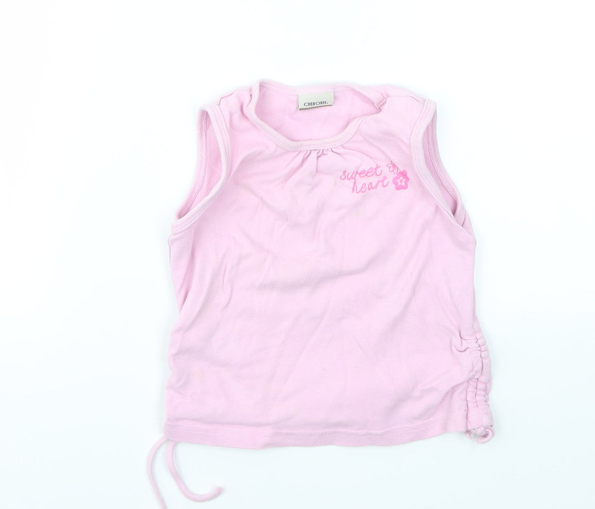 Additional front view of Cherokee girls’ pink camisole t-shirt, size 2-3, years