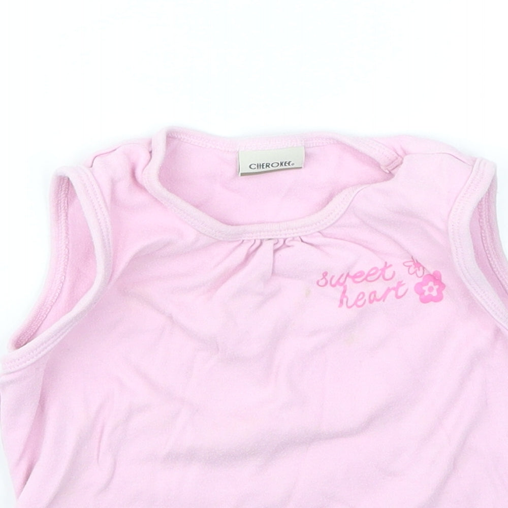 Close-up detail of Cherokee girls’ pink camisole t-shirt, size 2-3, years