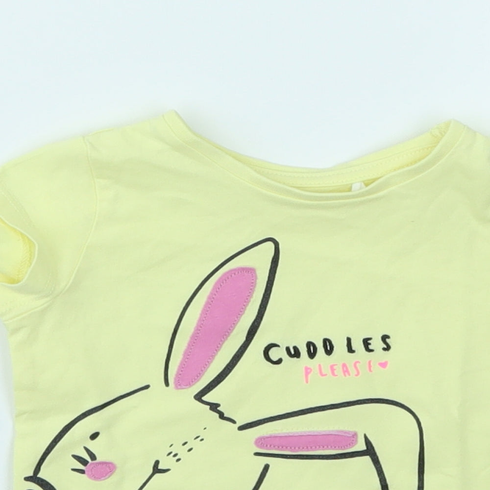 MINI CLUB  Girls Yellow Geometric  Basic T-Shirt Size 9-12 Months