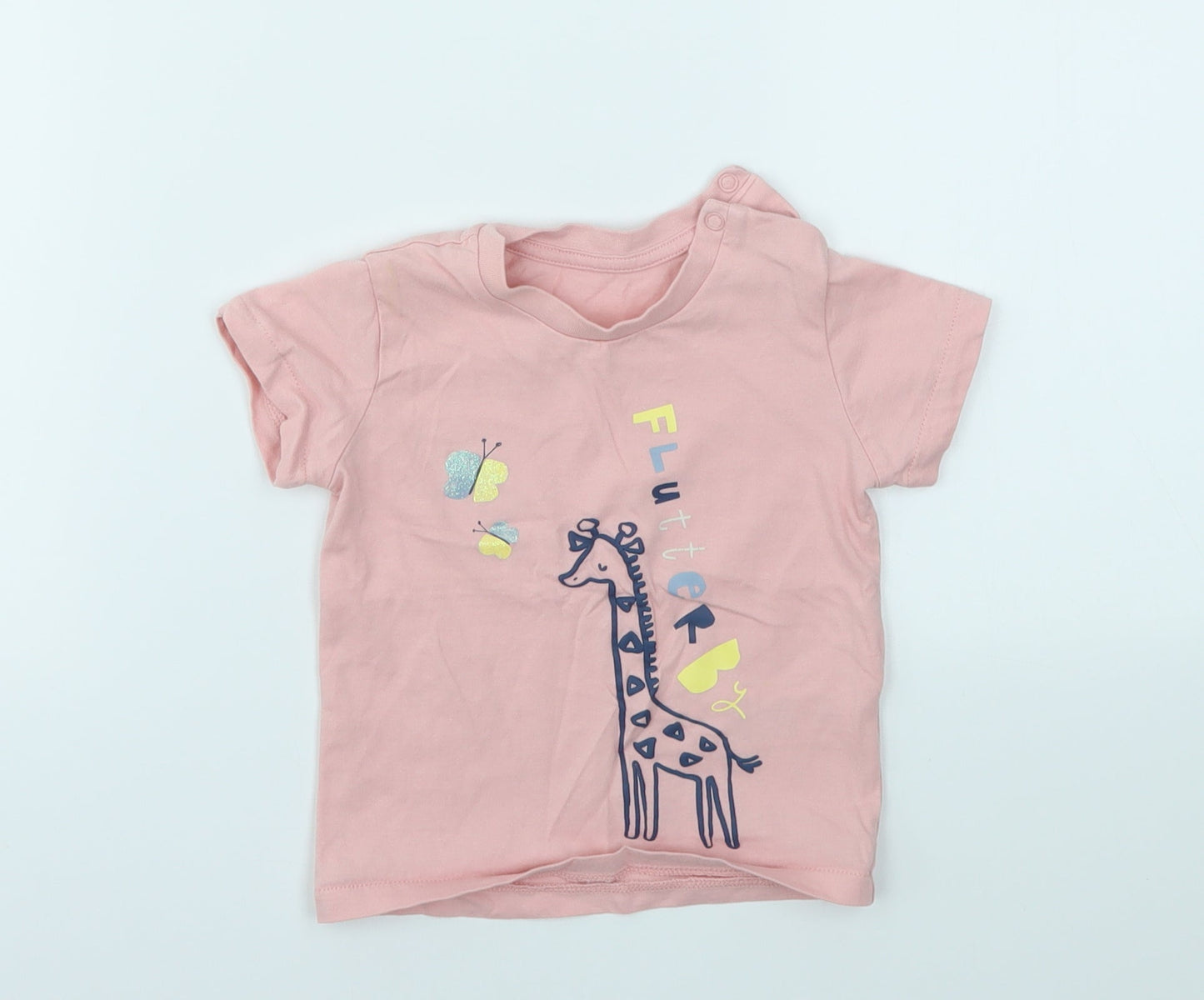 M&S Girls Pink   Basic T-Shirt Size 9-12 Months