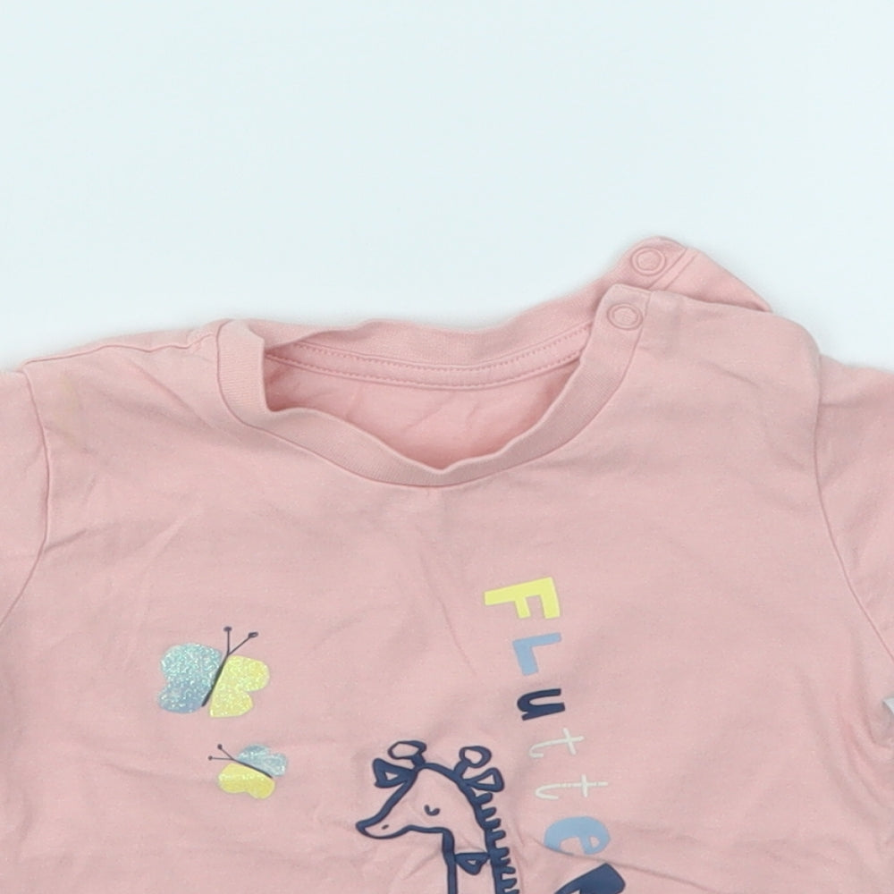 M&S Girls Pink   Basic T-Shirt Size 9-12 Months
