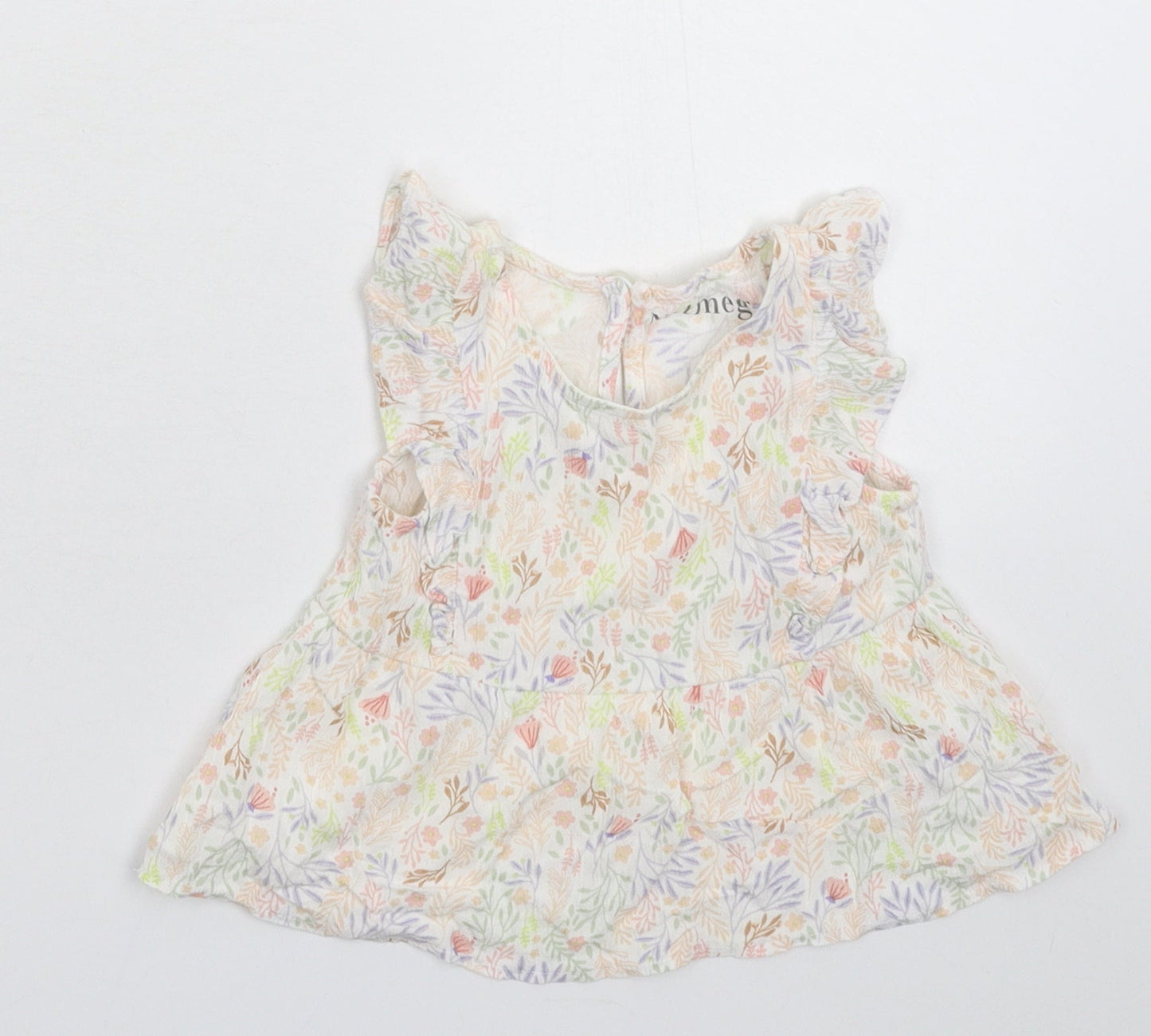 Nutmeg Girls White Floral  Basic T-Shirt Size 6-9 Months