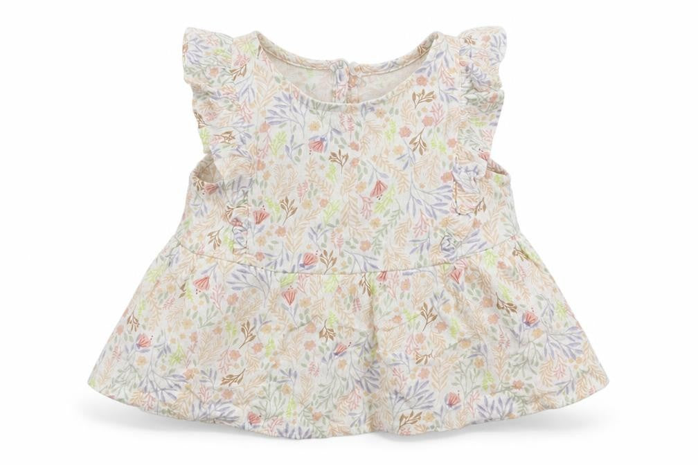 Nutmeg Girls White Floral  Basic T-Shirt Size 6-9 Months