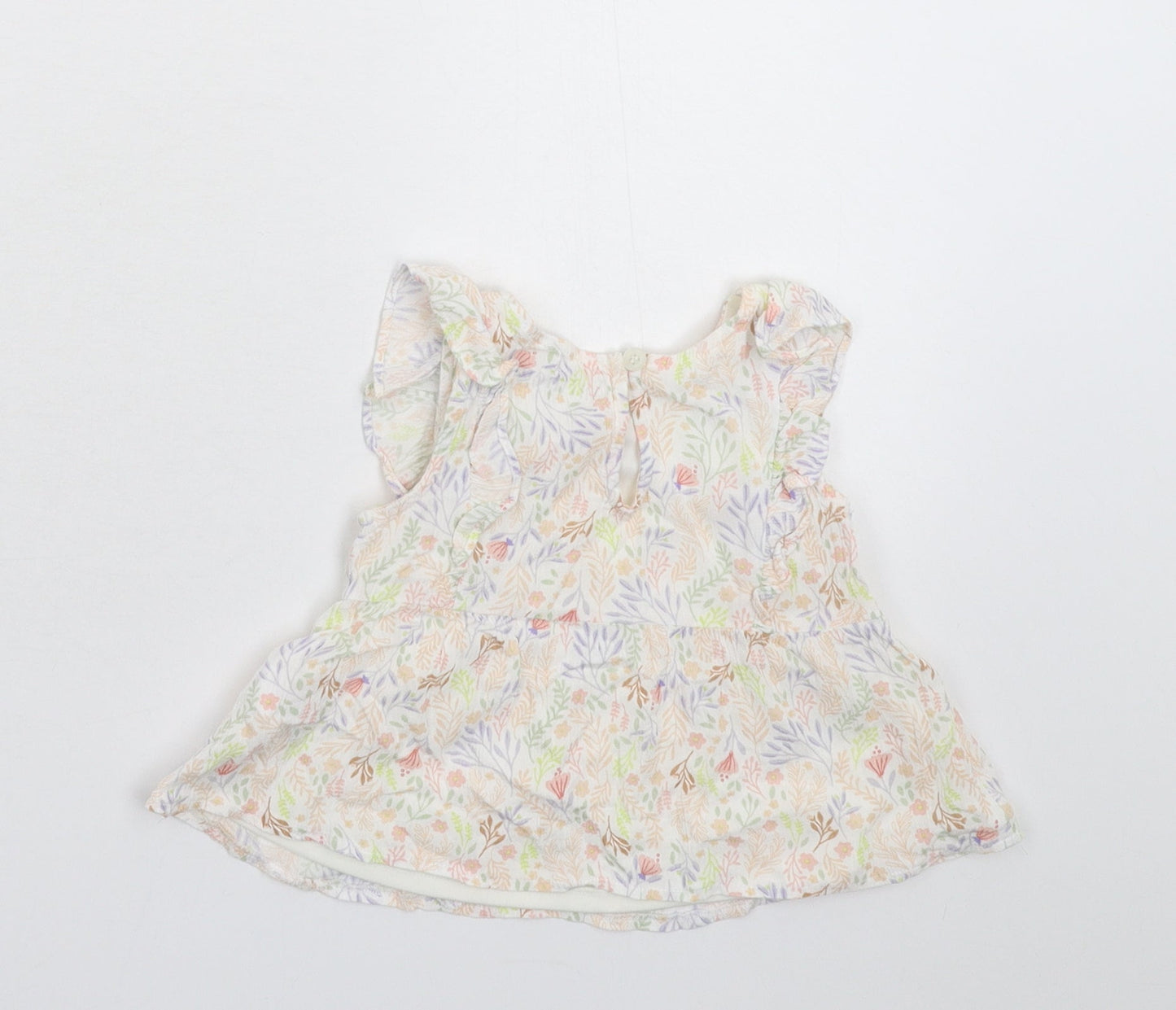 Nutmeg Girls White Floral  Basic T-Shirt Size 6-9 Months