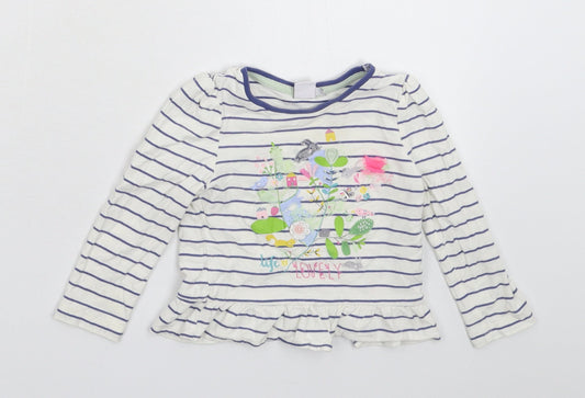 Mini Club Girls White Striped  Basic T-Shirt Size 9-12 Months