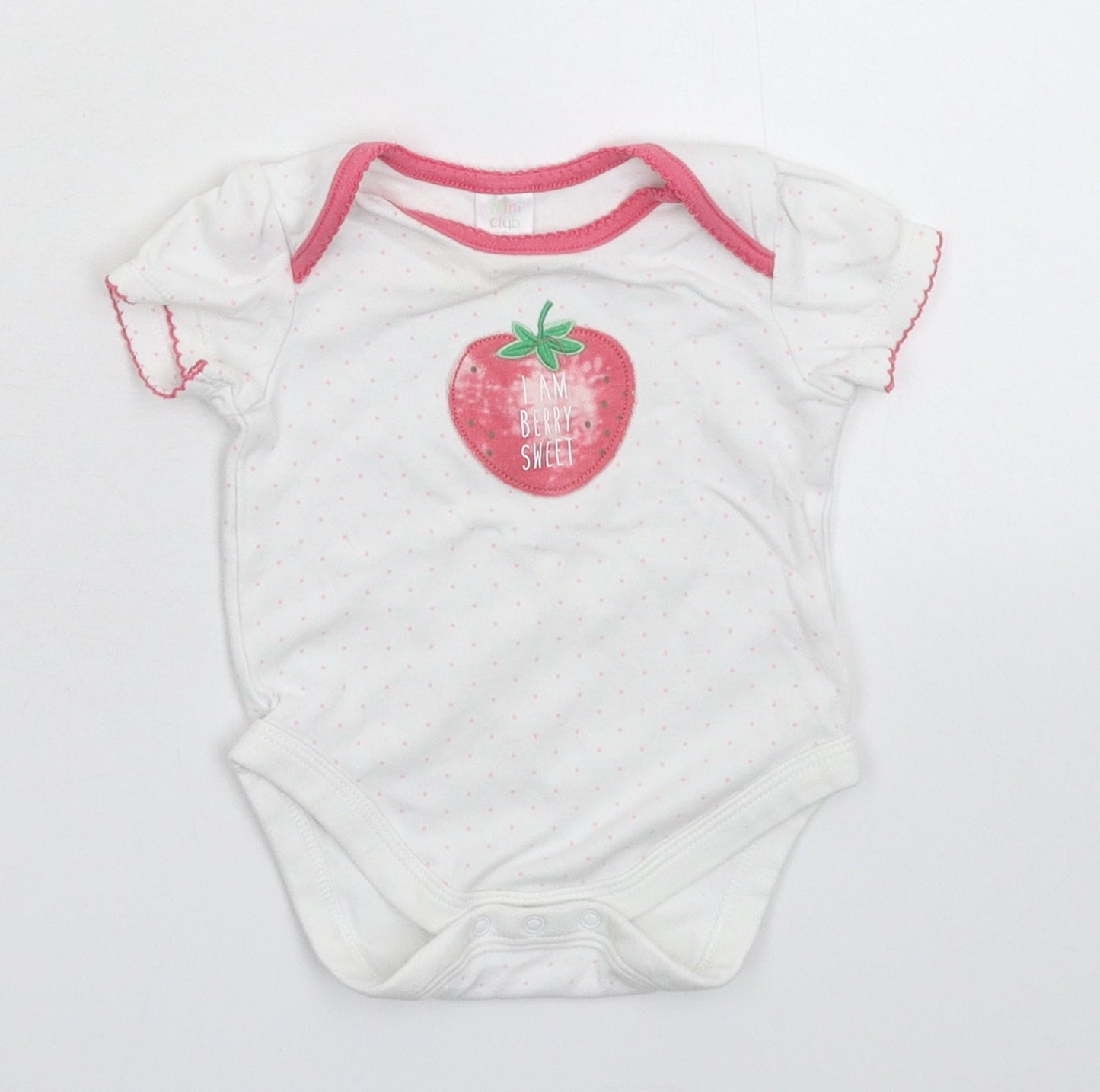 Mini Club Girls White Spotted  Babygrow One-Piece Size 3-6 Months