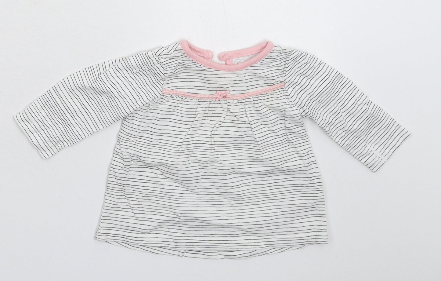 George Girls White Striped  Basic T-Shirt Size 3-6 Months