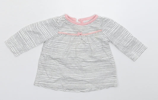 George Girls White Striped  Basic T-Shirt Size 3-6 Months
