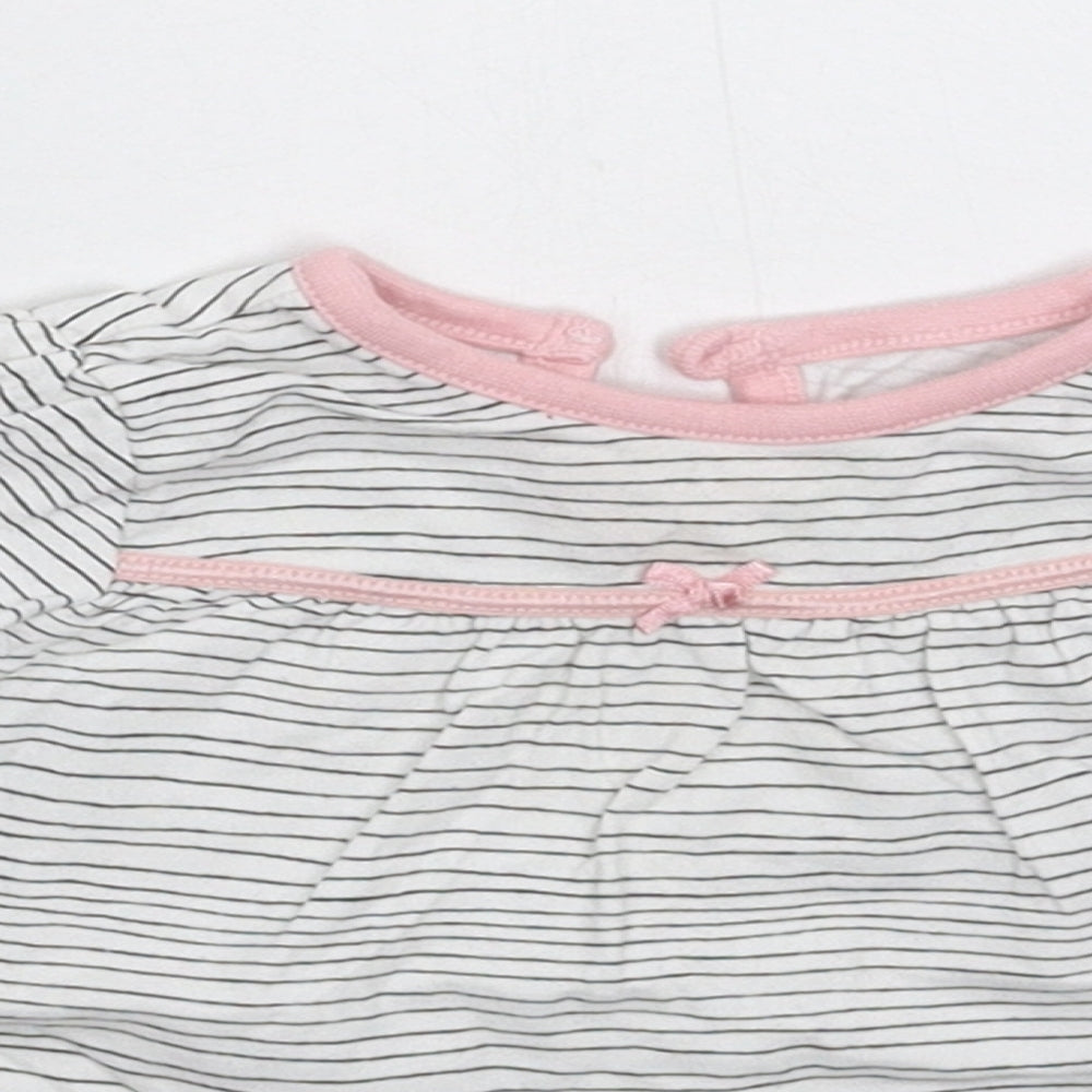 George Girls White Striped  Basic T-Shirt Size 3-6 Months