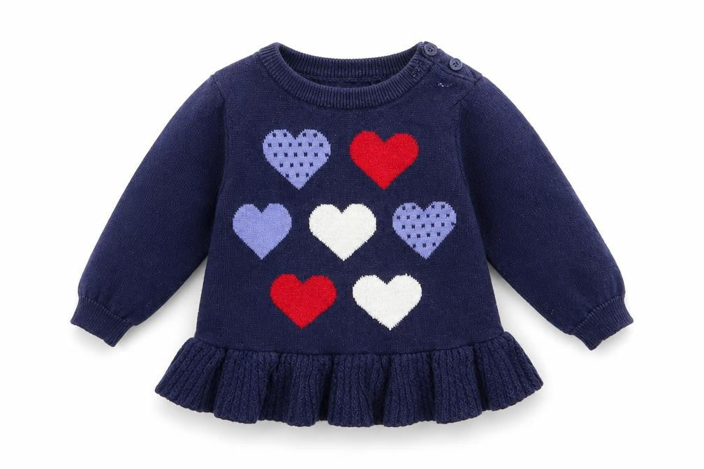 Nutmeg Girls Blue  Knit Pullover Jumper Size 3-6 Months