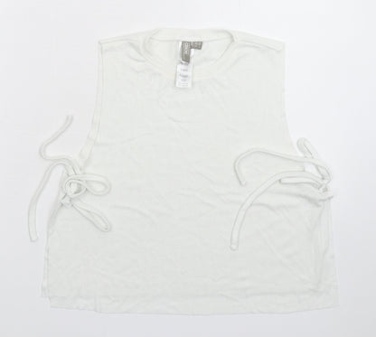 Additional front view of ASOS women’s white basic tank, size UK 10