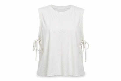 Front view of ASOS women’s white basic tank, size UK 10