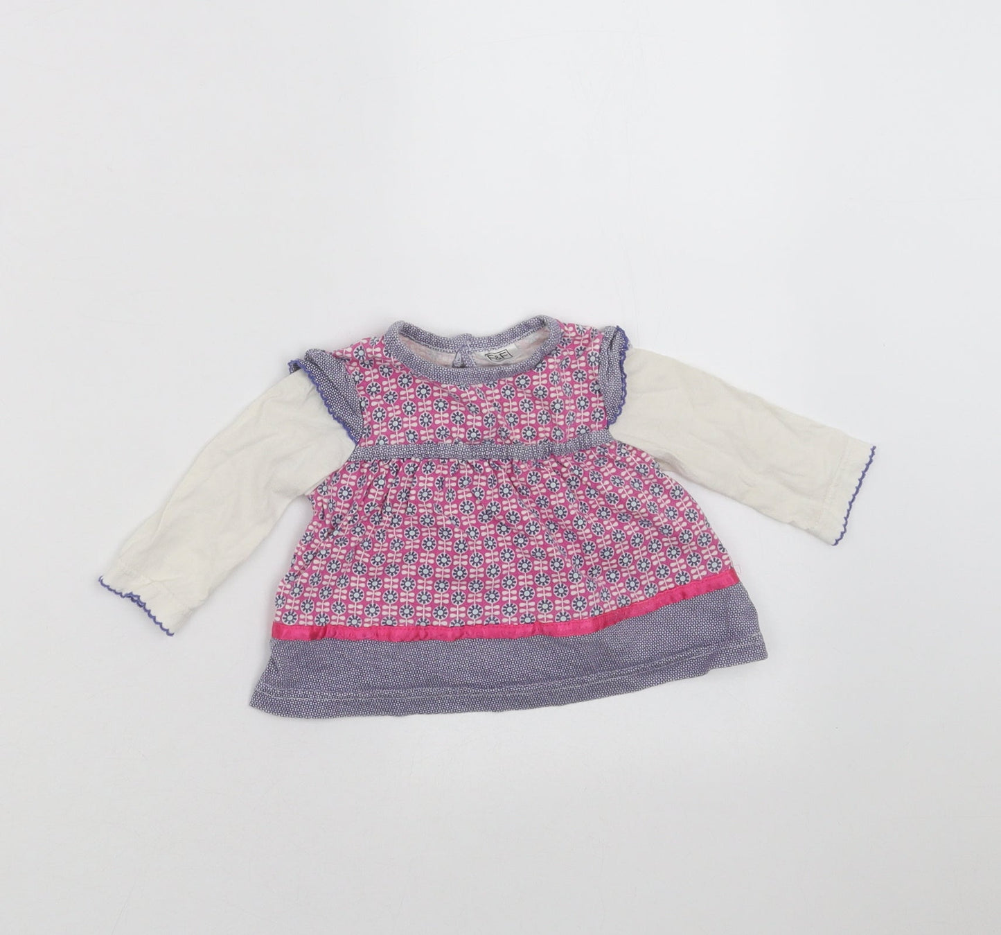 F&F Girls Blue Geometric  Basic T-Shirt Size 3-6 Months