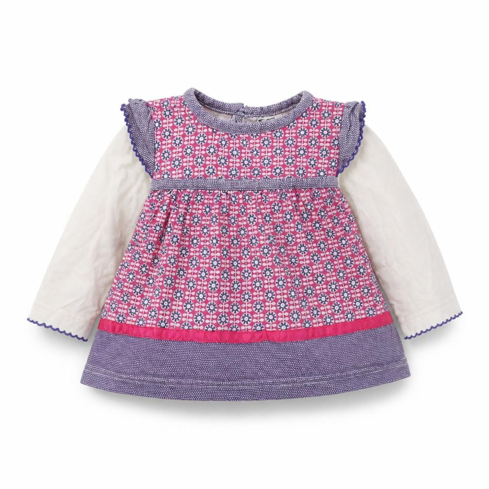 F&F Girls Blue Geometric  Basic T-Shirt Size 3-6 Months