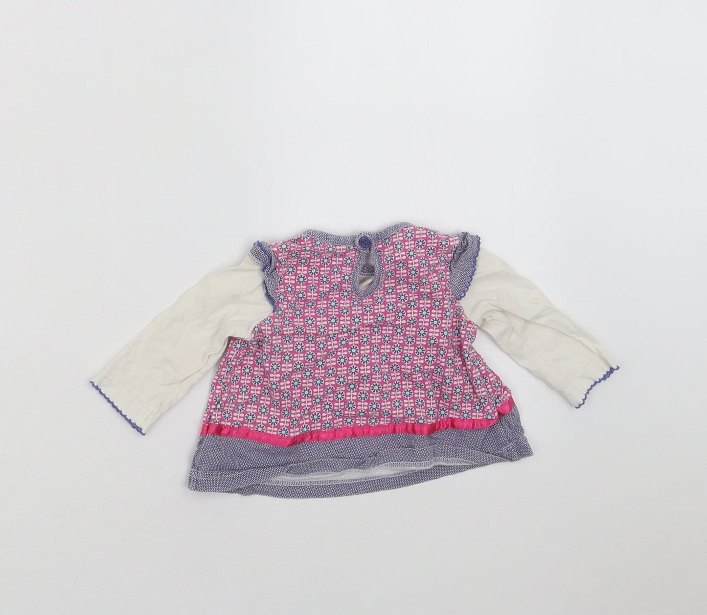 F&F Girls Blue Geometric  Basic T-Shirt Size 3-6 Months