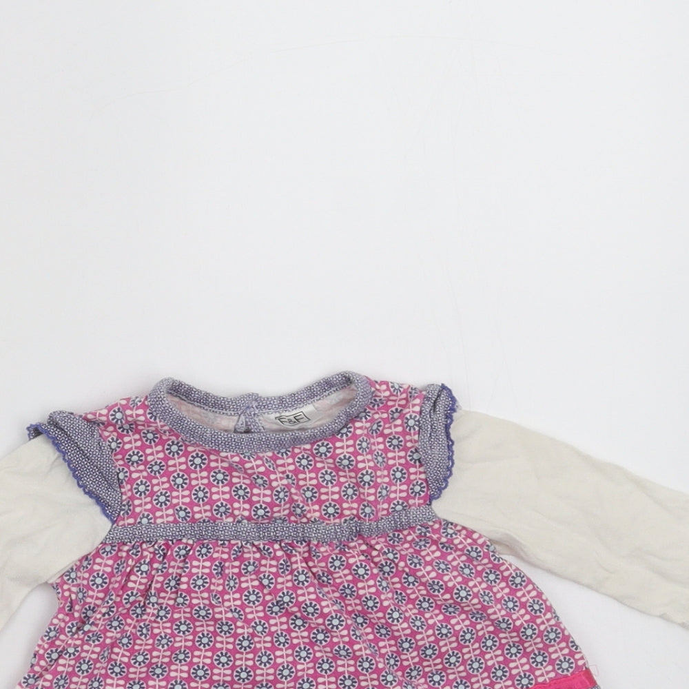 F&F Girls Blue Geometric  Basic T-Shirt Size 3-6 Months