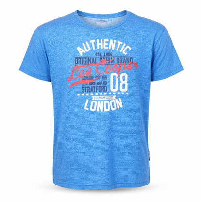 Front view of Lee Cooper boys’ blue basic t-shirt, size 13, years