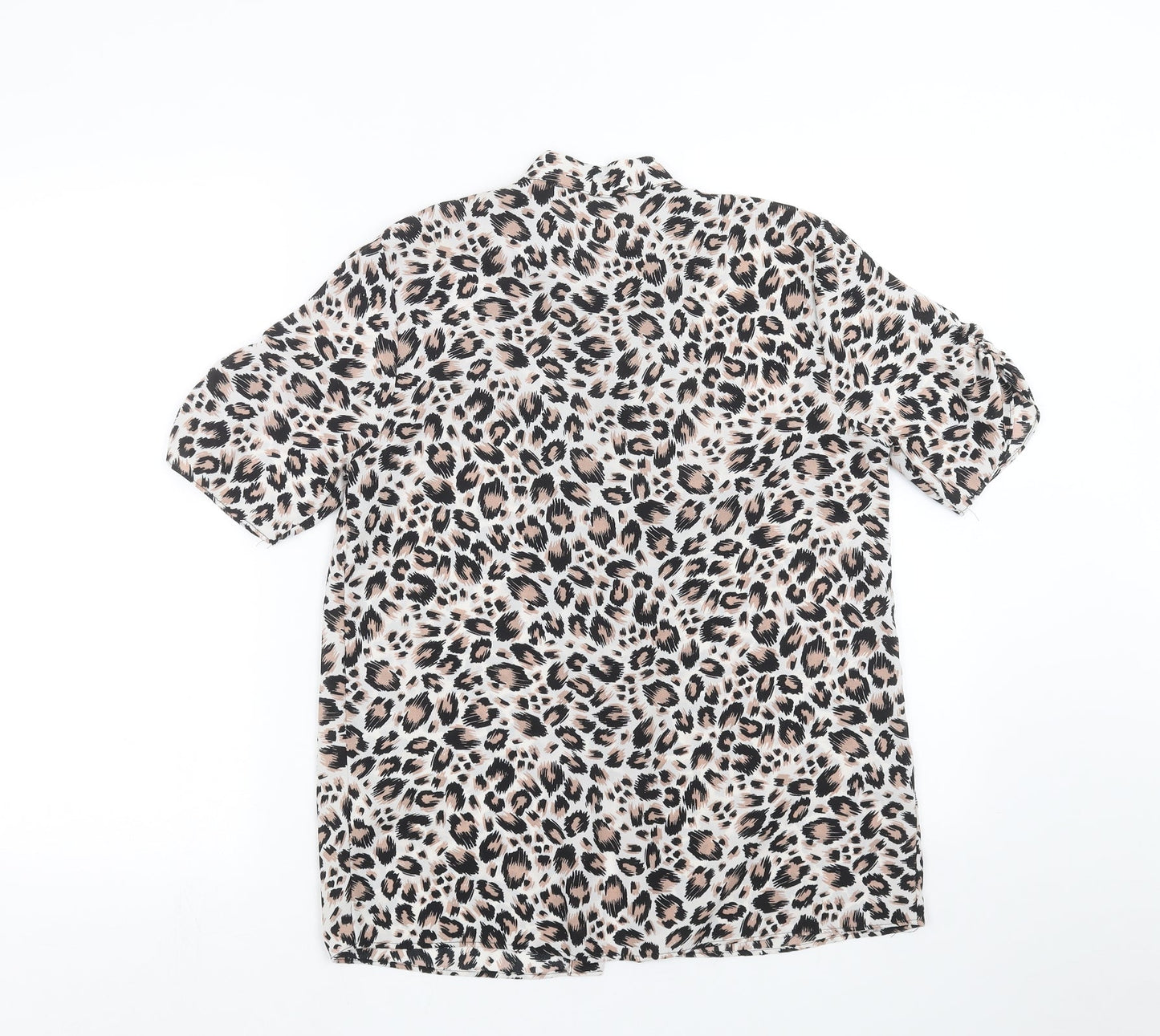 TU Womens White Animal Print  Basic Blouse Size 8
