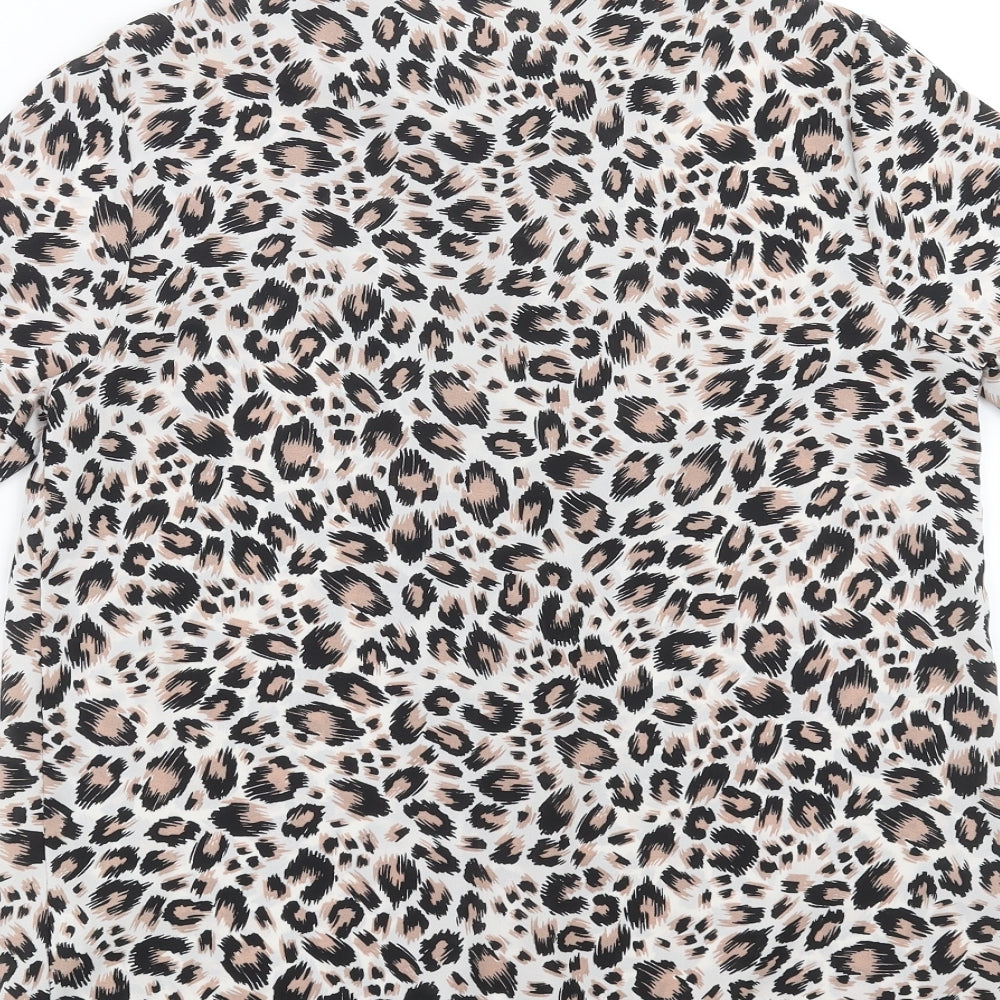 TU Womens White Animal Print  Basic Blouse Size 8