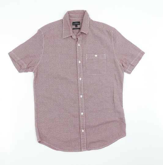 NEXT Mens Red Geometric   Button-Up Size S  - burgundy