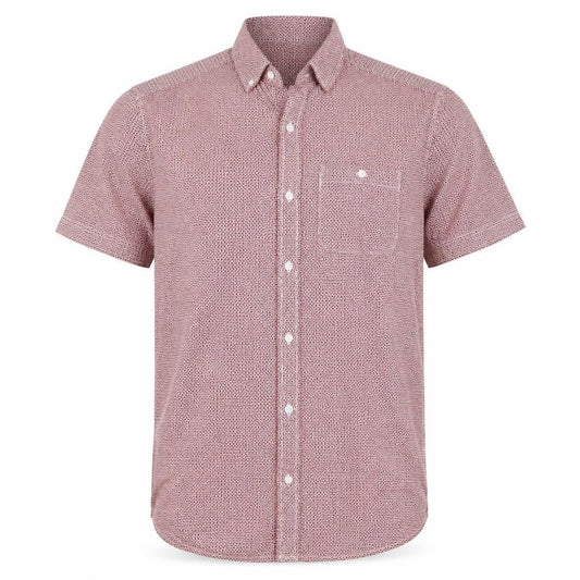 Next Mens Red Geometric   Button-Up Size S  - burgundy