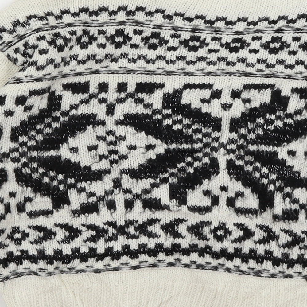 Miss Selfridge Womens White Geometric  Pullover Jumper Size 4
