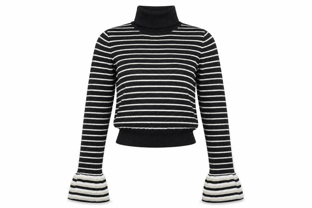 Absolutely Womens Black Striped  Basic T-Shirt Size S