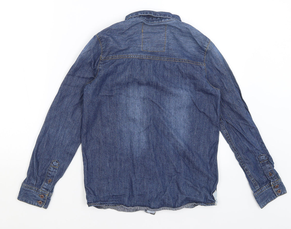 R Teens Boys Blue   Basic Button-Up Size 12 Years