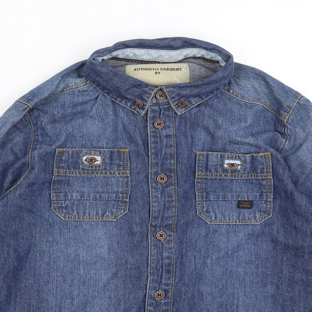 R Teens Boys Blue   Basic Button-Up Size 12 Years
