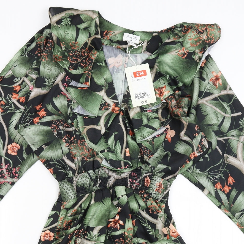 H&M Womens Black Floral  Sheath  Size XS