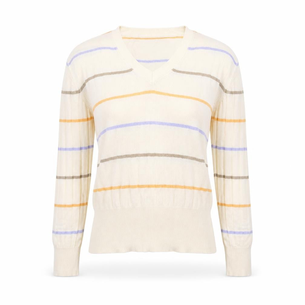 Marks & Spencer Womens Beige Striped Knit Pullover Jumper Size S