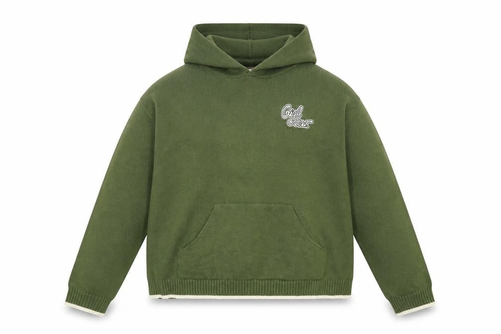H&M Girls Green  Knit Pullover Hoodie Size L
