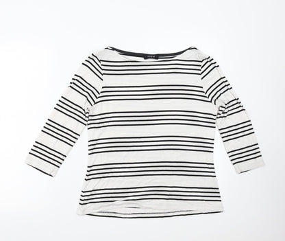 Additional front view of Autograph women’s white striped basic blouse, size M