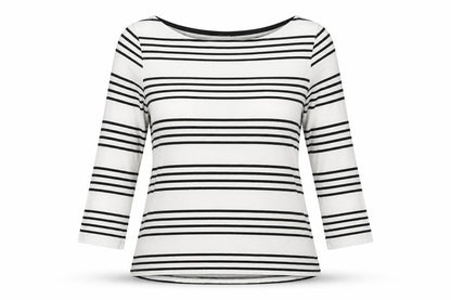 Front view of Autograph women’s white striped basic blouse, size M